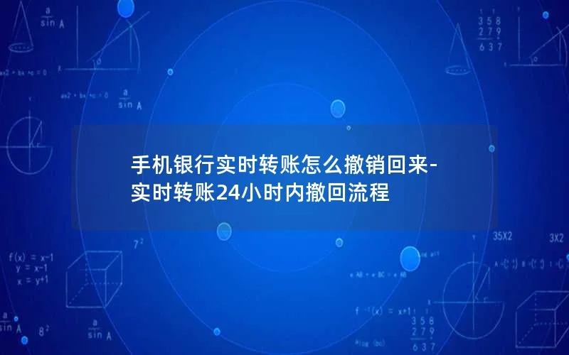 手机银行实时转账怎么撤销回来-实时转账24小时内撤回流程