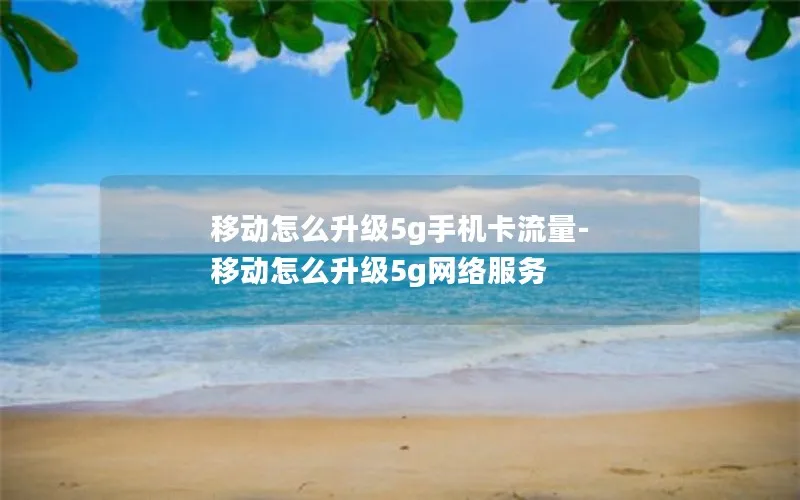 移动怎么升级5g手机卡流量-移动怎么升级5g网络服务