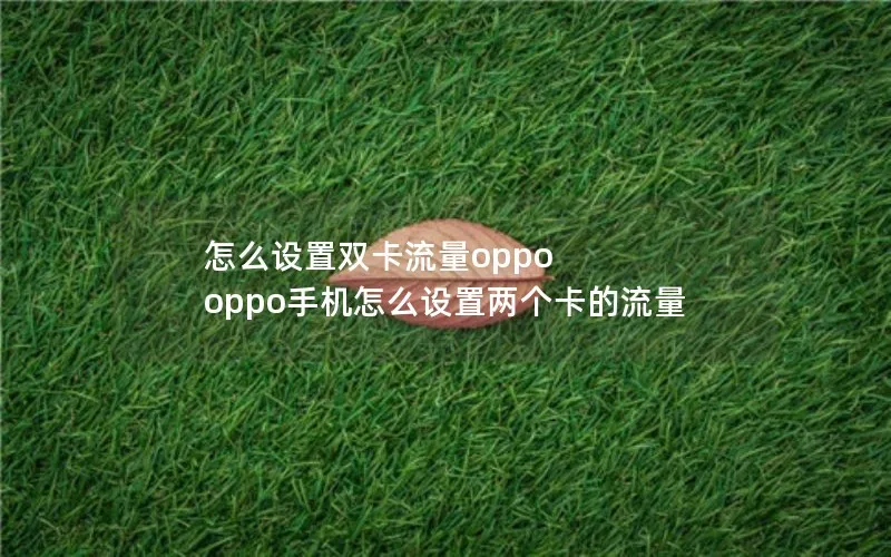 怎么设置双卡流量oppo oppo手机怎么设置两个卡的流量