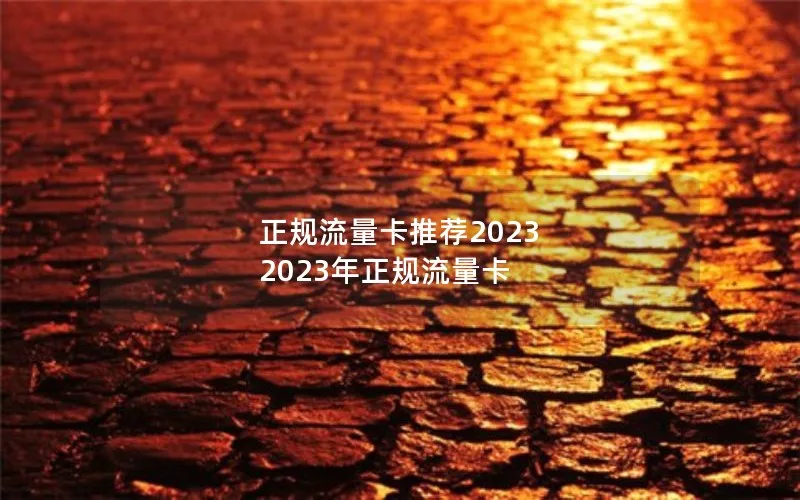 正规流量卡推荐2023 2023年正规流量卡