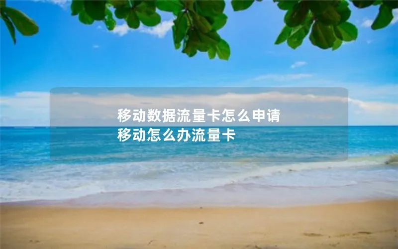 移动数据流量卡怎么申请 移动怎么办流量卡