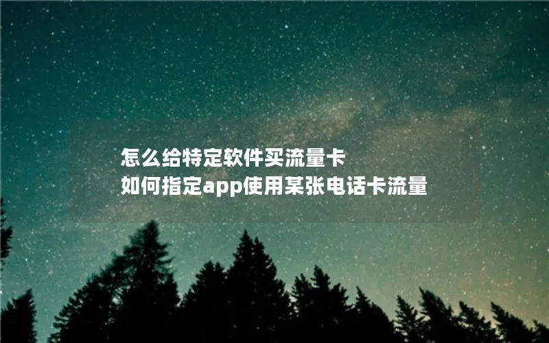 怎么给特定软件买流量卡 如何指定app使用某张电话卡流量