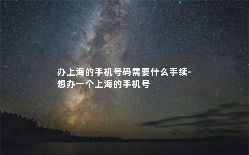 办上海的手机号码需要什么手续-想办一个上海的手机号