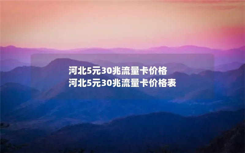 河北5元30兆流量卡价格 河北5元30兆流量卡价格表